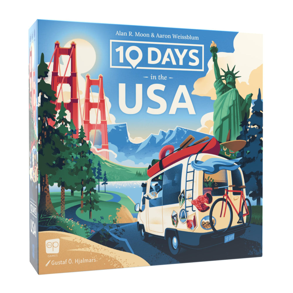 USAOPOLY 10 Days in the USA game cover invites family game night