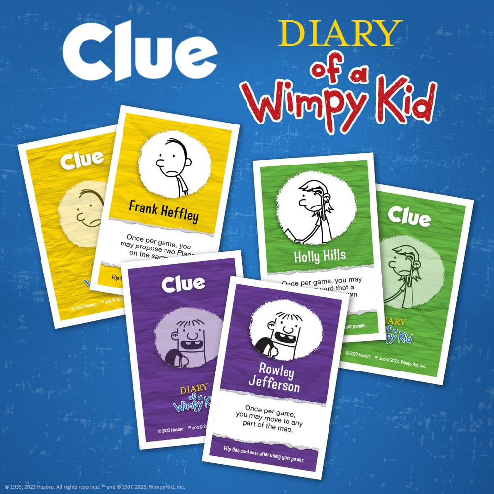 USAOPOLY Clue Diary of a Wimpy Kid secret clue cards reveal hidden paths