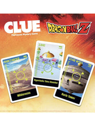 USAOPOLY Dragon Ball Z Clue clue cards revealing possible solutions