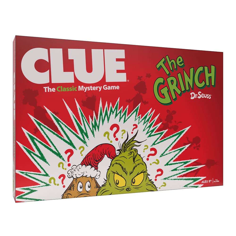 USAOPOLY CLUE The Grinch box front festive packaging for holiday family game night