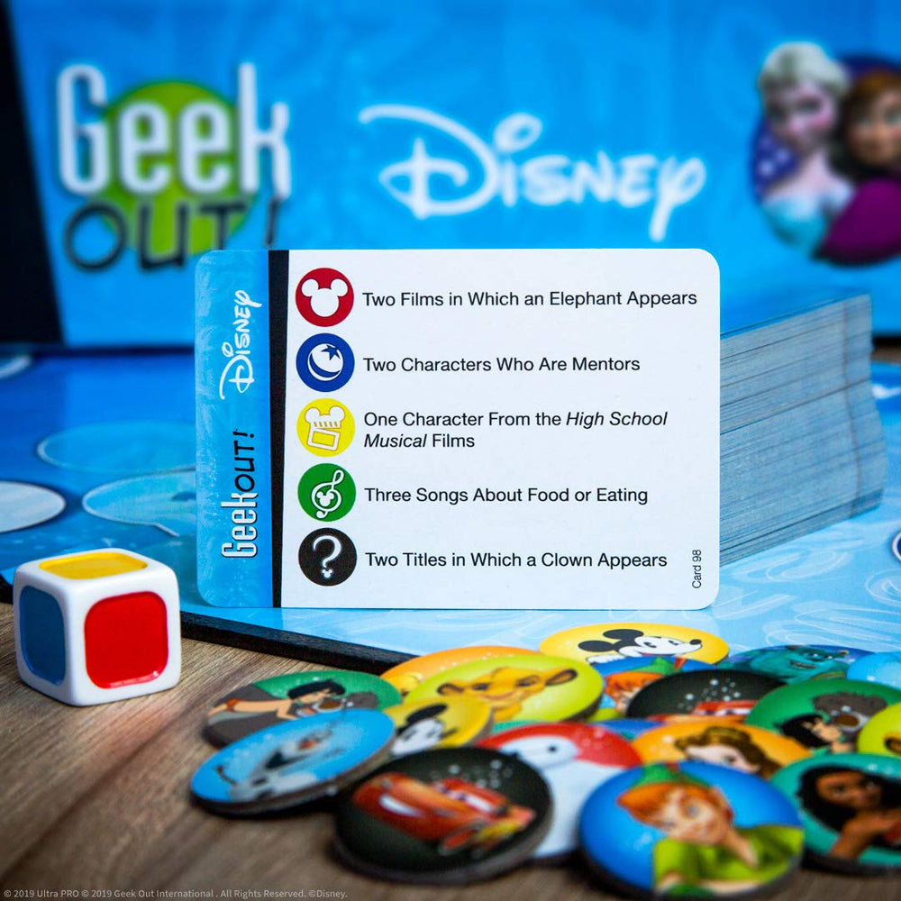 USAOPOLY Geek Out! Disney instructions guide quick setup for fast play.