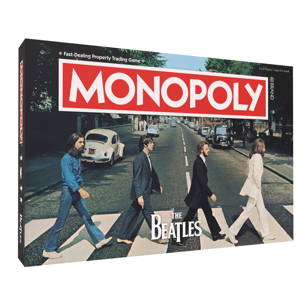 USAOPOLY Monopoly Beatles board with iconic album-inspired artwork for immersive gameplay.