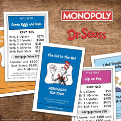 USAOPOLY Monopoly Dr. Seuss Explore cards adding twists to play