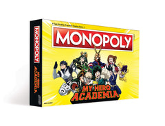 USAOPOLY Monopoly My Hero Academia board setup with collectible tokens for family play