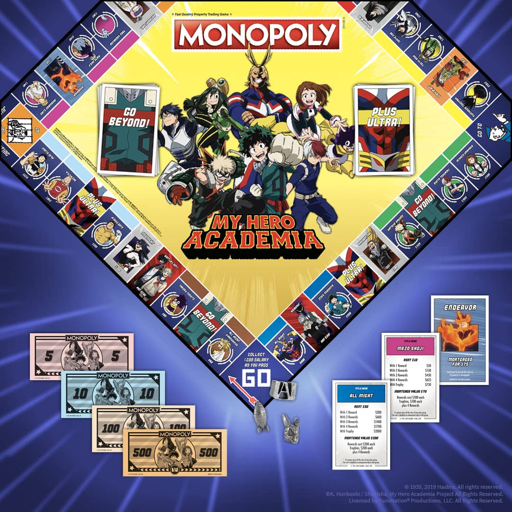 USAOPOLY My Hero Academia title deed cards showing property values