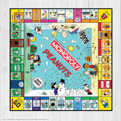 USAOPOLY Monopoly Peanuts Game Board with iconic characters.