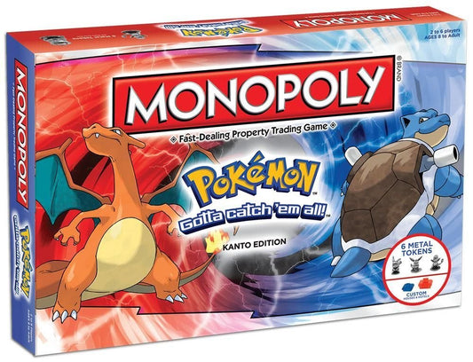 USAOPOLY Monopoly Pokemon Kanto board featuring eight gyms for strategic family game night.
