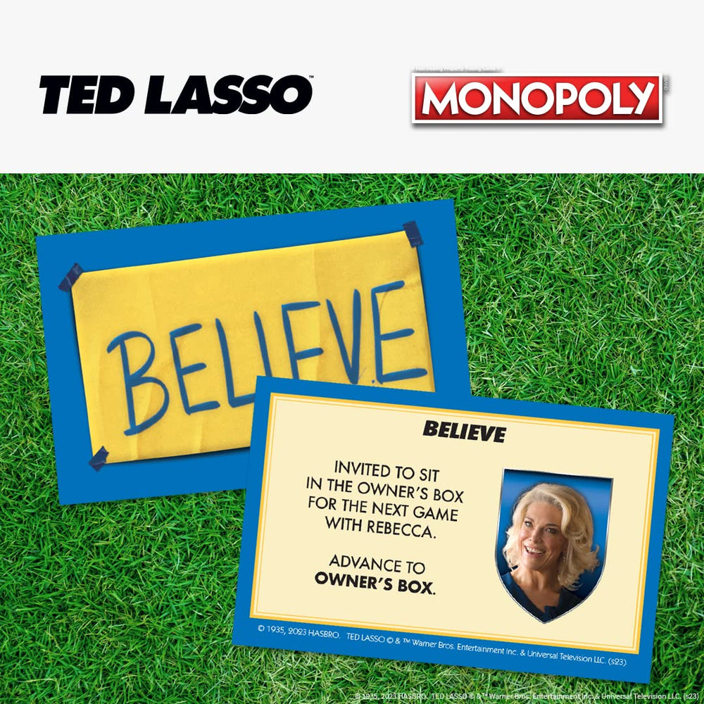 Ted Lasso edition components include money and cards for enhanced play.