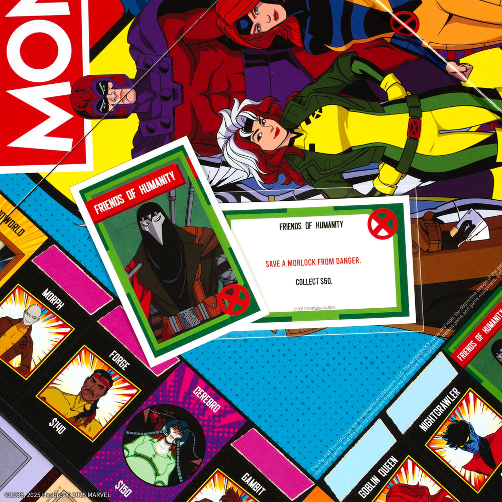 USAOPOLY Monopoly X-Men 97 Edition box-art captures nostalgic animation style.