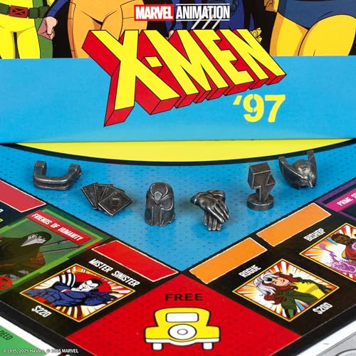 USAOPOLY Monopoly X-Men 97 Edition token: Magneto’s Helmet anchors villain-themed gameplay.