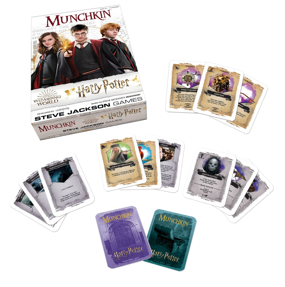USAOPOLY Munchkin Harry Potter rulebook and die support fast-paced, family-friendly fun.