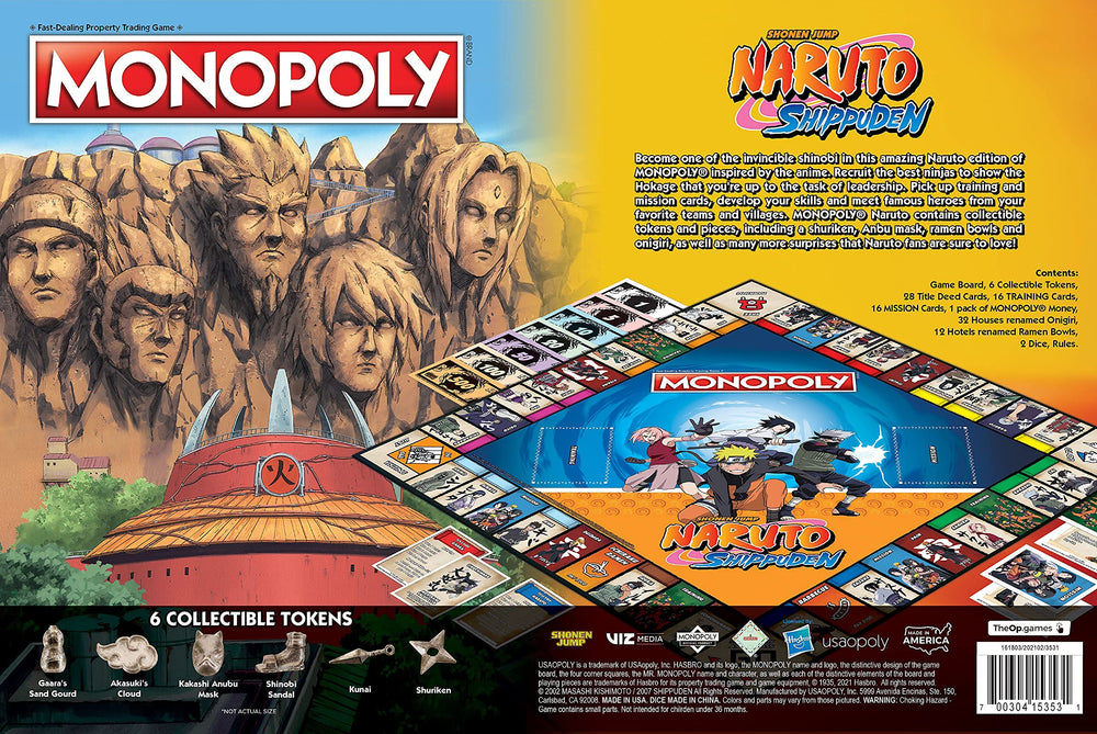 Naruto Monopoly: Kunai token emphasizes tactical moves