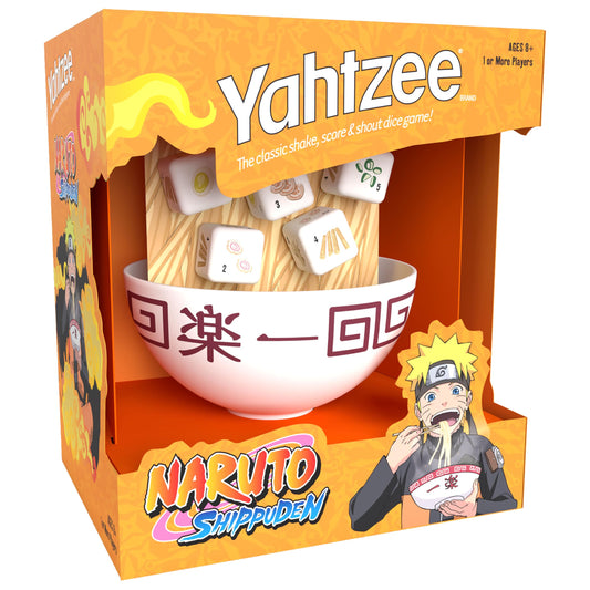 USAOPOLY Naruto Shippuden Yahtzee ramen bowl dice cup for family game nights.