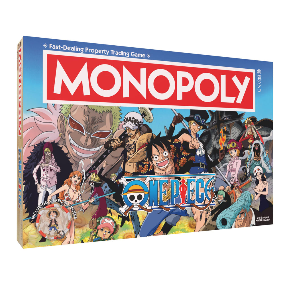 USAOPOLY One Piece Edition cover art featuring Straw Hat Crew for fans and collectors.