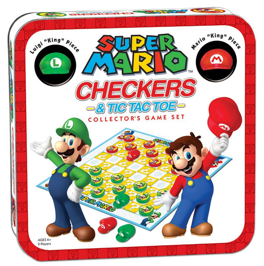 USAOPOLY Super Mario Collectorβs Tin with Mario and Luigi artwork, ideal for display.