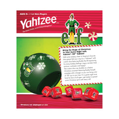 USAOPOLY Yahtzee Elf Edition score pad and pencil included for effortless scoring.