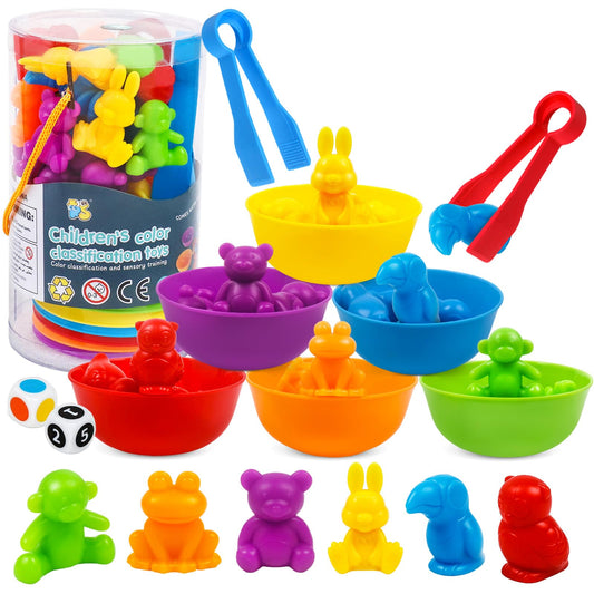 USATDD Counting Animal Toys with Bowls supports early math and color recognition in preschoolers.