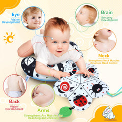 USATDD double-sided tummy time pillow with detachable sensory toys.