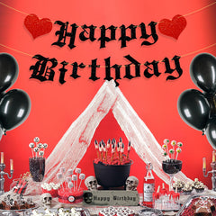 Ushinemi goth banner features two red hearts for a gothic accent.