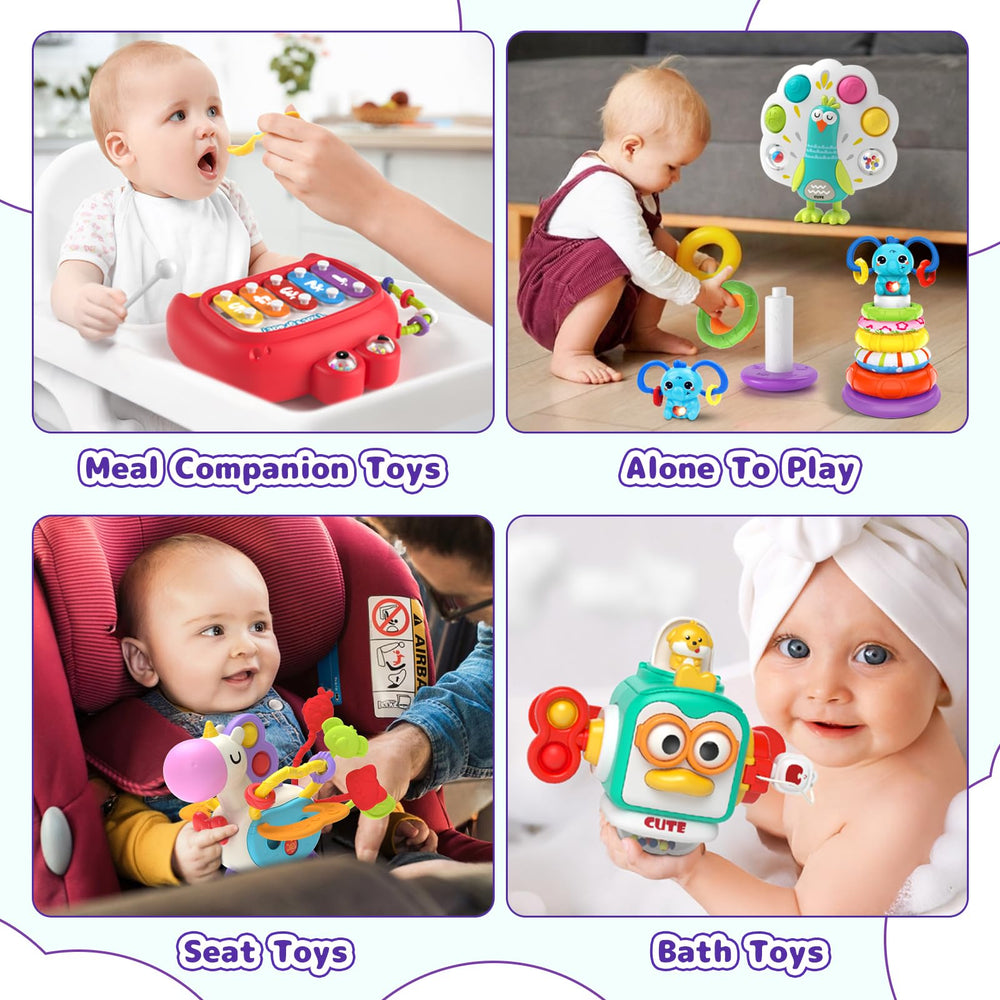 usrela peacock sensory toy offers varied pressing sounds for auditory development.