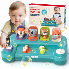 USRELA pop-up animal toy mechanism enhances fine motor exploration.