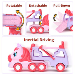 Rotatable unicorn head and detachable cab add versatile setup.