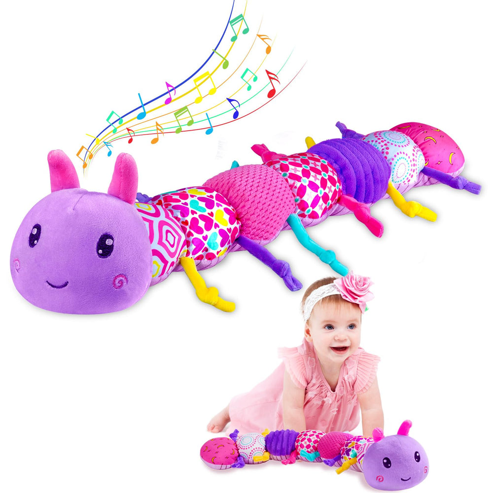 Ussybaby Caterpillar-Purple front view supports grasping and sensory exploration.