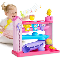 Ussybaby ball drop track in pink with forest theme and lights for visual tracking