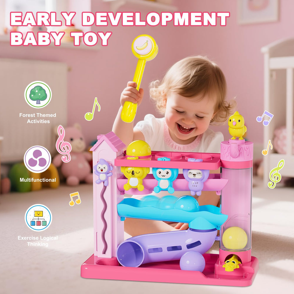 Ussybaby hammering toy with multi-mode play and learning prompts