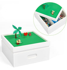 UTEX Buildable Cubby with baseplate lid for organized Lego play