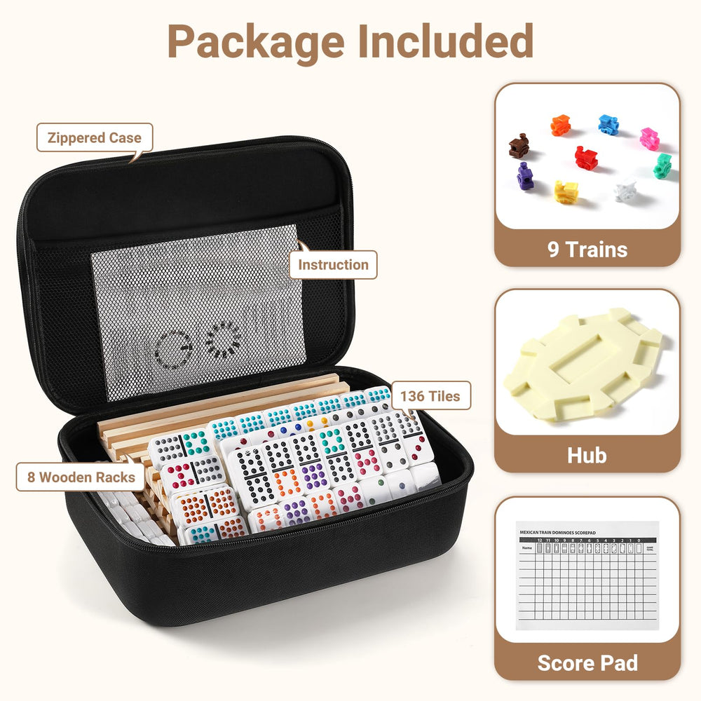 uvcany travel dominoes collection – 136 tiles ready for on-the-go family fun