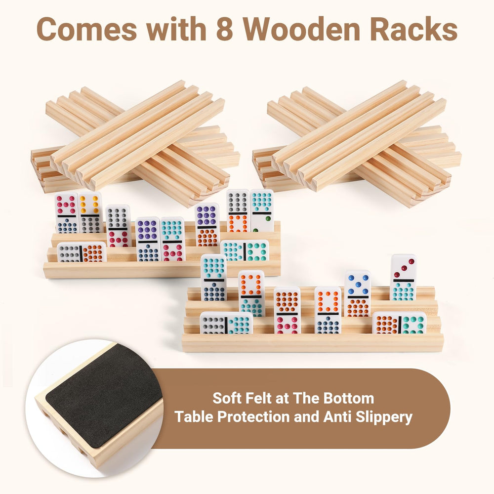 uvcany wooden racks eight – sturdy tile holders keep dominoes organized during games
