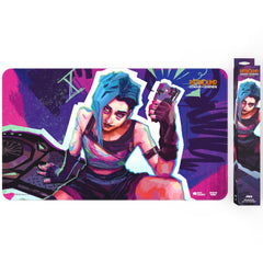 UVS Games Riftbound Origins Jinx Playmat rubber backing provides non-slip grip during fast-paced sessions.