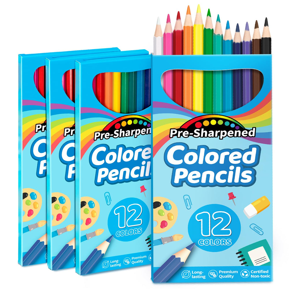 V-Opitos 48-count colored pencils bulk set for classrooms, 4 packs with 12 colors.