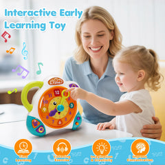 V-Opitos clock learning toy volume control for customizing learning environments.