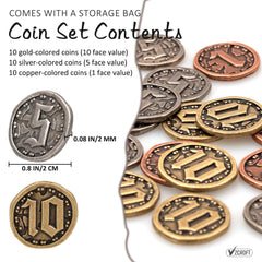 v2croft coins-face-value-10-5-1 showing clear denominations for transactions.