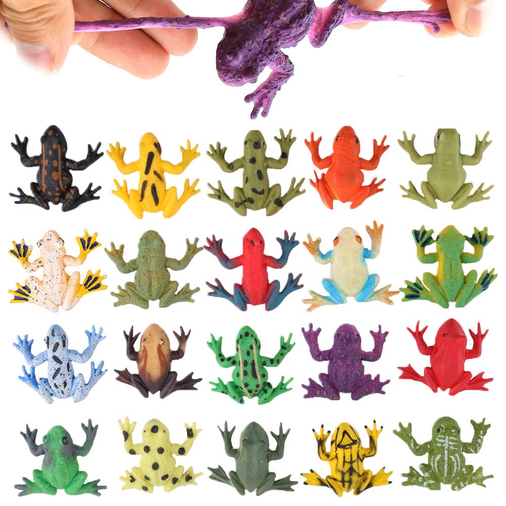 ValeforToy green mini rubber frog — soft, stretchable for sensory play.