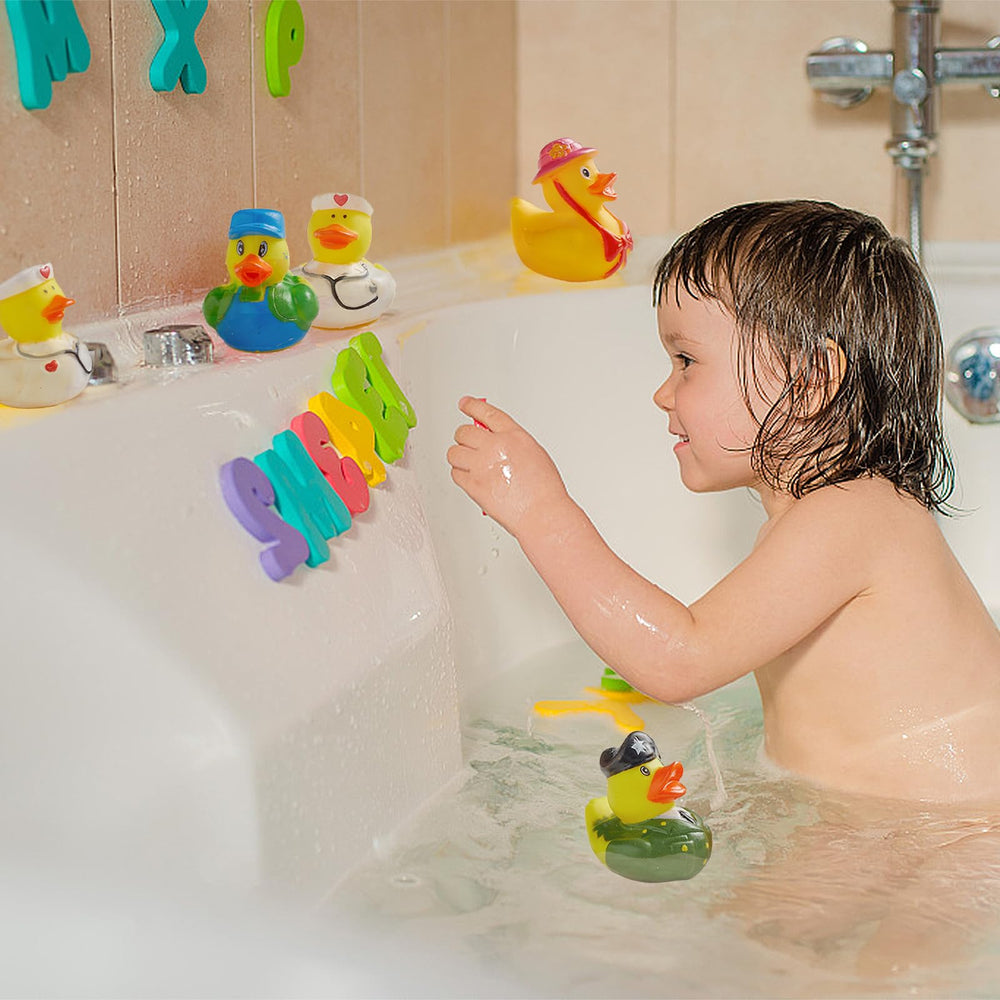 ValenLyra colorful bath toys set encourages imaginative play during baths.