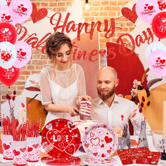 Valentine's Day party supplies cups provide disposable convenience with festive heart design.