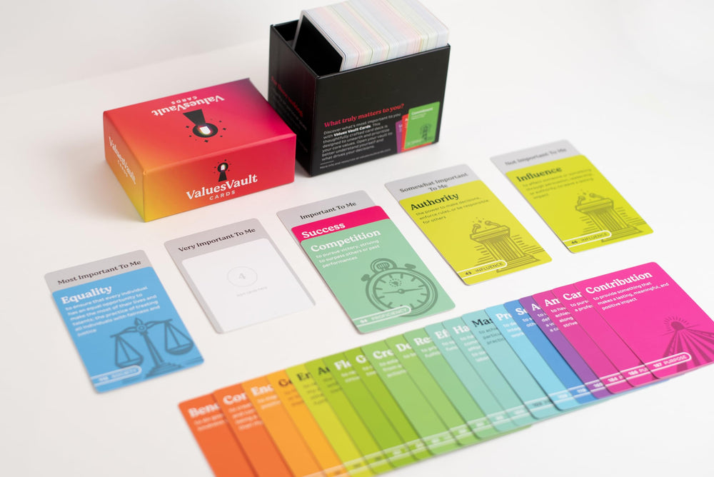Instruction sheet for Values Vault Cards guiding the sorting process
