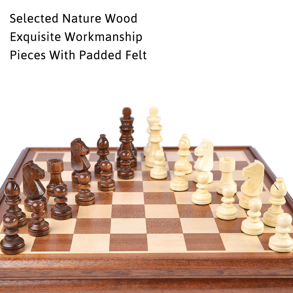 VAMSLOVE 2-in-1 chess and checkers set for versatile game nights.