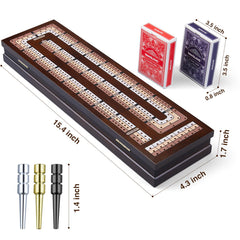 VAMSLOVE 3-track cribbage board with large slots for cards and pegs