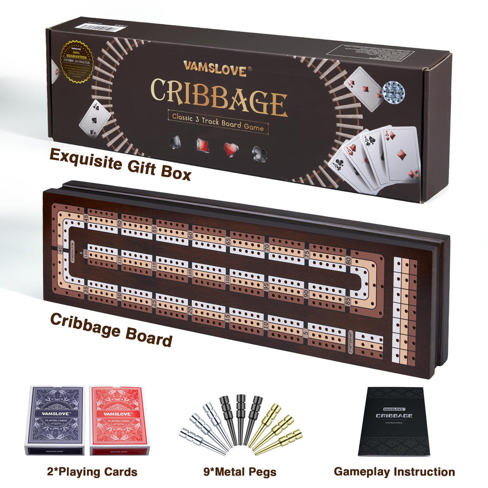 VAMSLOVE magnet-closure cribbage board keeps components secure