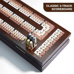 VAMSLOVE wooden cribbage board with storage slots keeping two decks organized