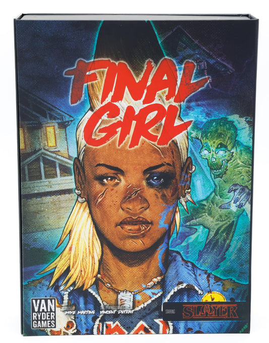 Van Ryder Games Final Girl Falconwood Files cover evokes tense atmosphere for solo horror play.