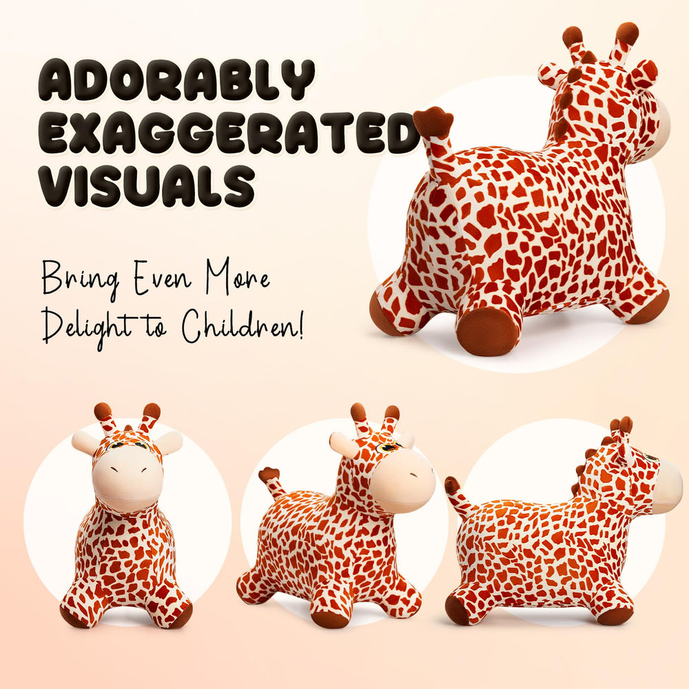 VangeBow giraffe-bouncy-horse-expressive-eyes encourages imaginative play and engagement.