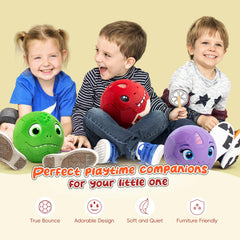 VangeBow T-Rex plush ball side-view highlights easy handling for little kicks