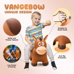 VangeBow bouncy horse being inflated with pump for quick setup.