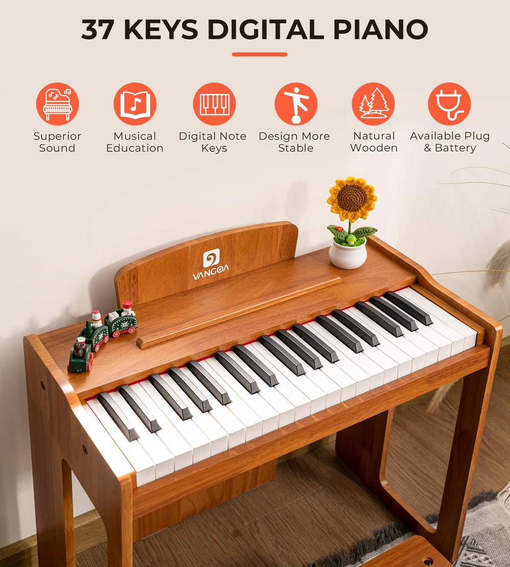 Vangoa dust cover protects the wooden keyboard between sessions.