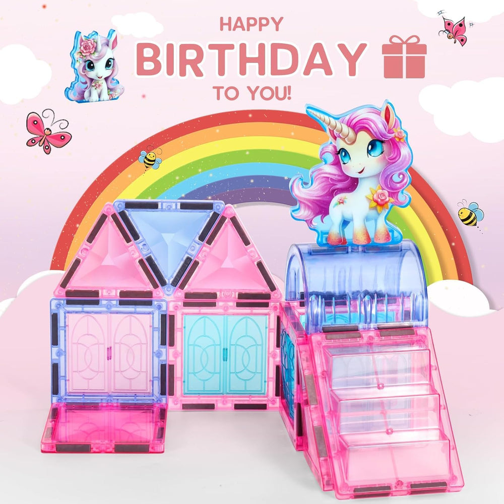 Diamond unicorn tiles provide bright colors and stable construction for precise builds.